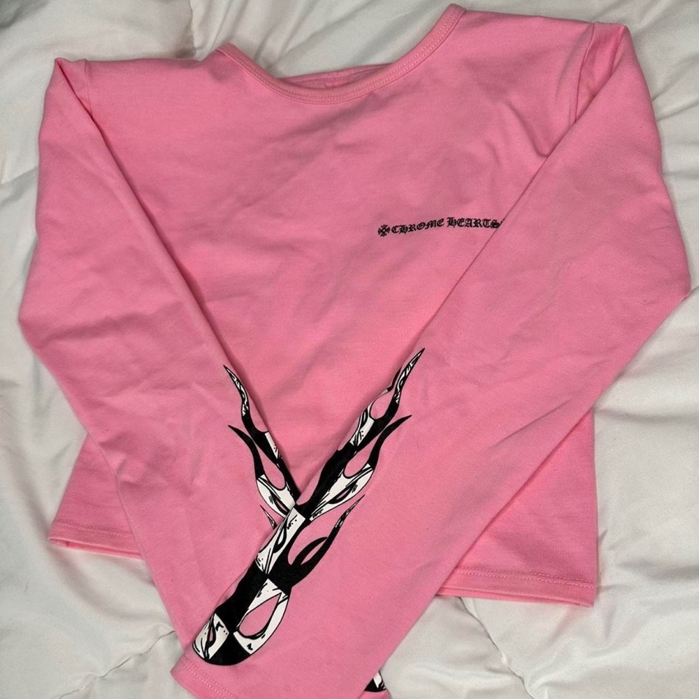 Chrome Hearts Pink Crop Long Sleeve
